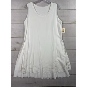 Vintage Uluwatu Dress Women XL White Embroidered Crochet Boho Vacation Beach NWT